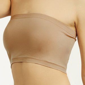 Soft Comfortable Seamless Bandeau In Beige